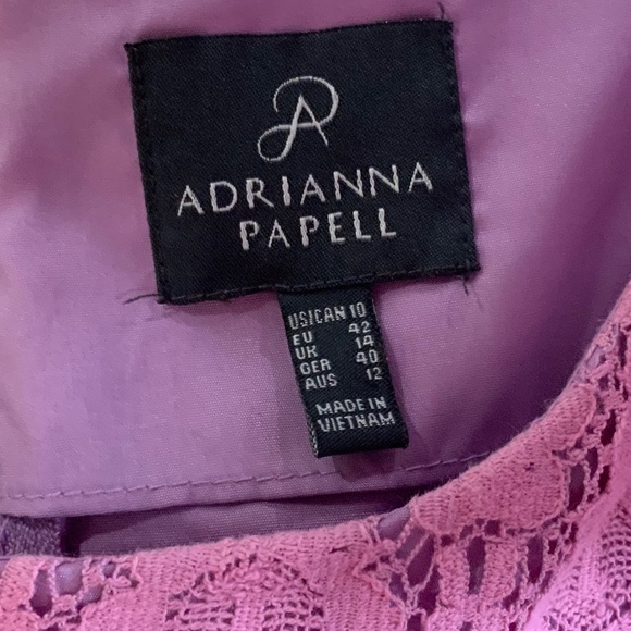 ADRIANNA PAPELL LILAC LACE WEDDING OCCASION PENCIL PEPLUM DRESS SIZE 10 - Picture 7 of 8